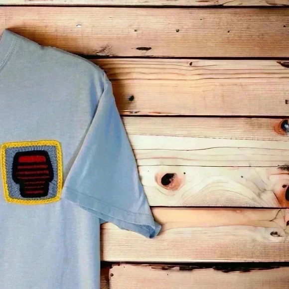 Peanuts Junior's "Keep on Smiling" Sz 3-5 Light Blue T-Shirt W Crocheted design - Picture 3 of 7